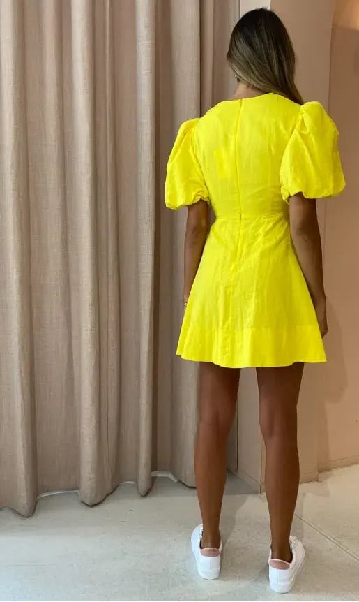 By Nicola Dahlia Ring Detail Mini Dress Yellow Size 10 photo 3