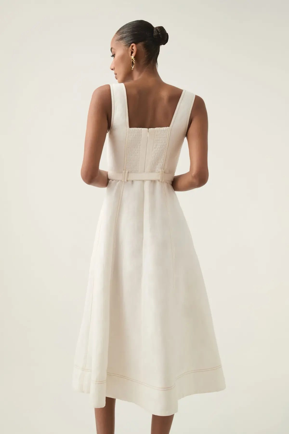 Aje Primary Belted Midi Dress Ivory Size 10 photo 3
