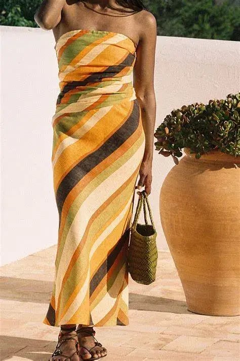 Faithfull The Brand Setúbal Top & Skirt Set Cisco Stripe Sun  Size 8 photo 3
