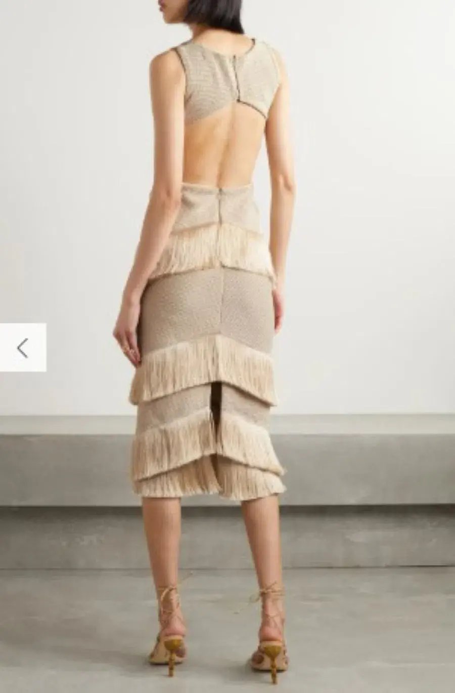 PatBo Fringed Midi Dress Gold Shimmer Tassel Size AU 10 photo 3