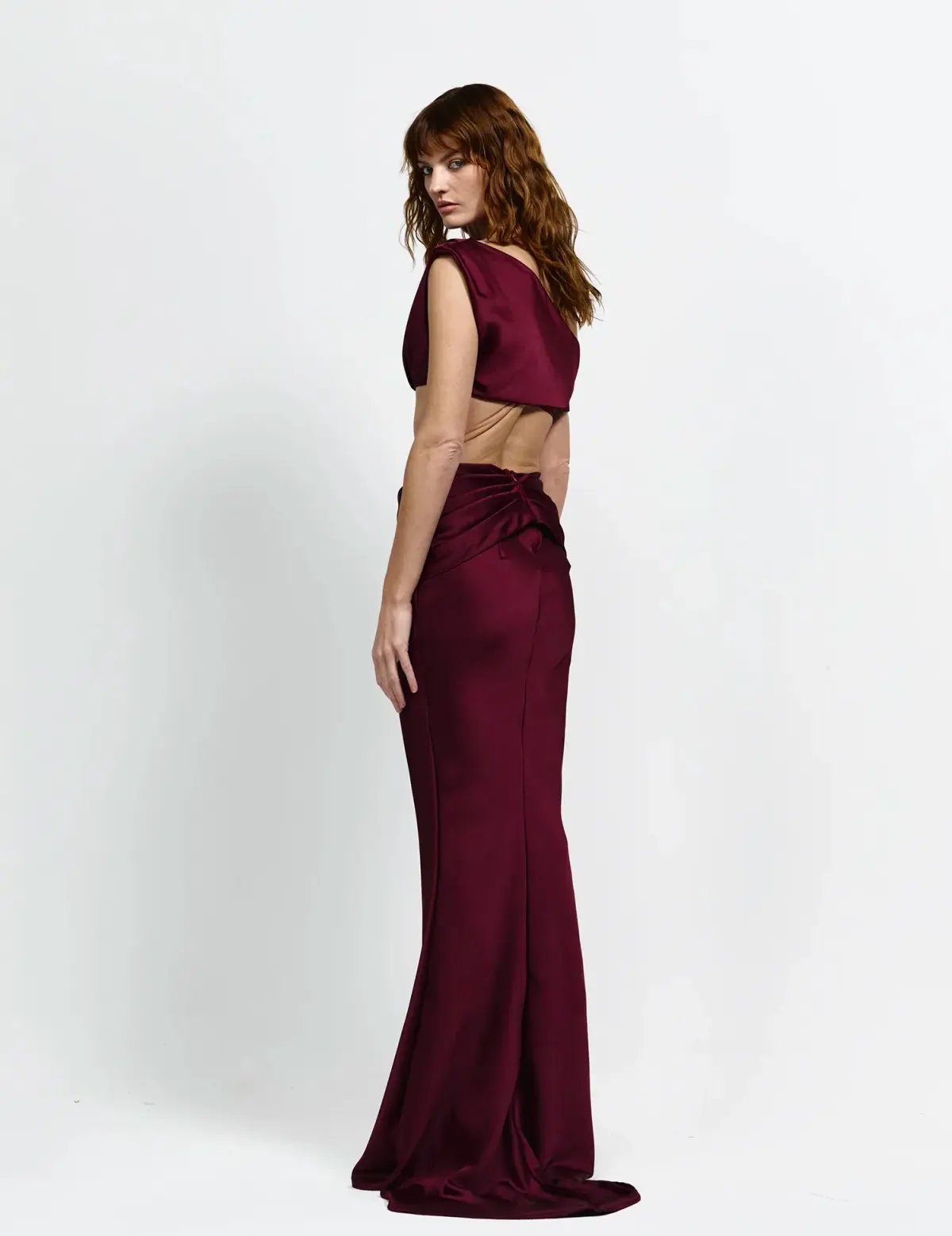 Effie Kats Perez Top & Floor Length Skirt Set in Wine Size 8 photo 2