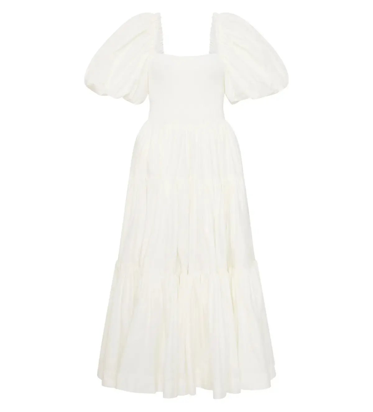 Aje Casa Puff Sleeve Midi Dress White Size 10 photo 4