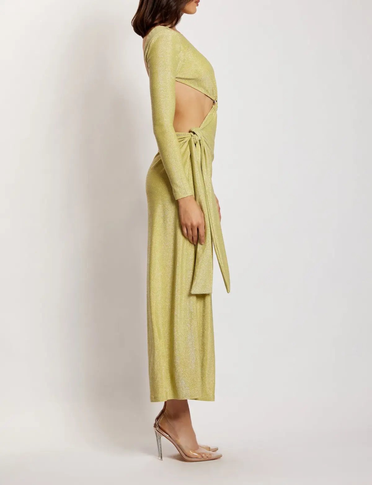 Meshki Christina Backless Maxi Wrap Dress Green Shimmer Size S / AU 8 photo 8
