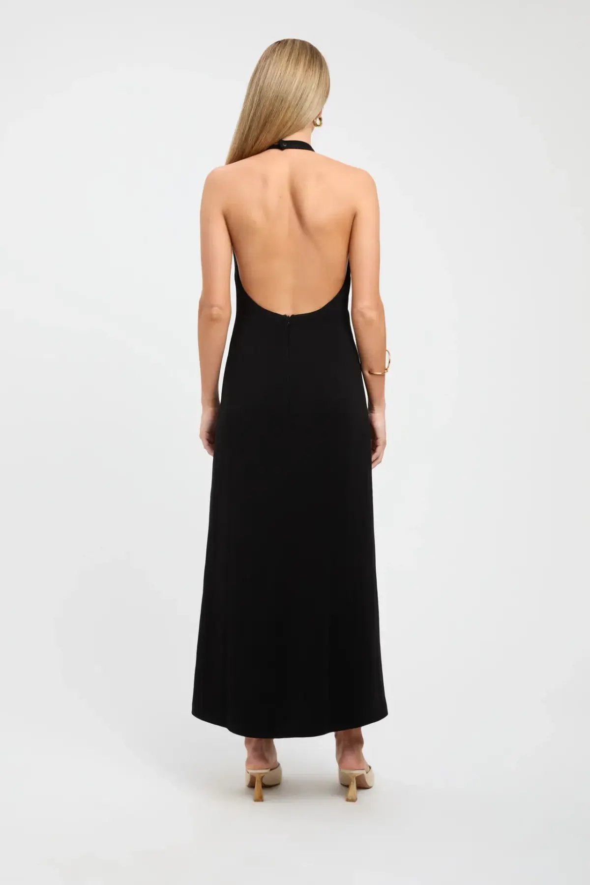 Kookai Koko Deep Vee Dress Midi Black Size AU 8 photo 2
