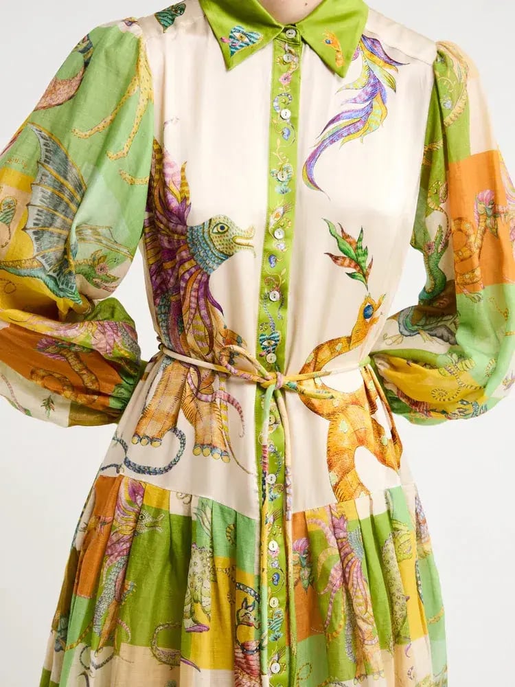 Alemais Jerome Silk Shirtdress Multi Size AU 10 photo 16