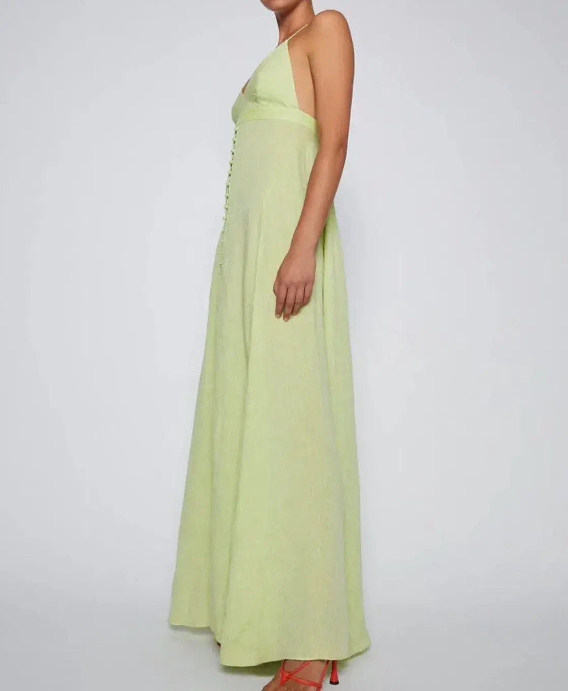 Scanlan Theodore Italian Linen Shoestring Dress Green Size 10 photo 2