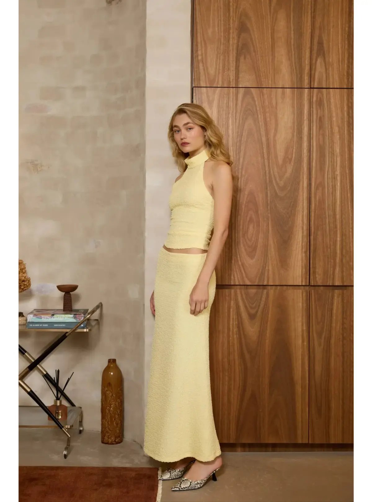 With Harper Lu Textured Halter Set in Limoncello Size AU 8 photo 2