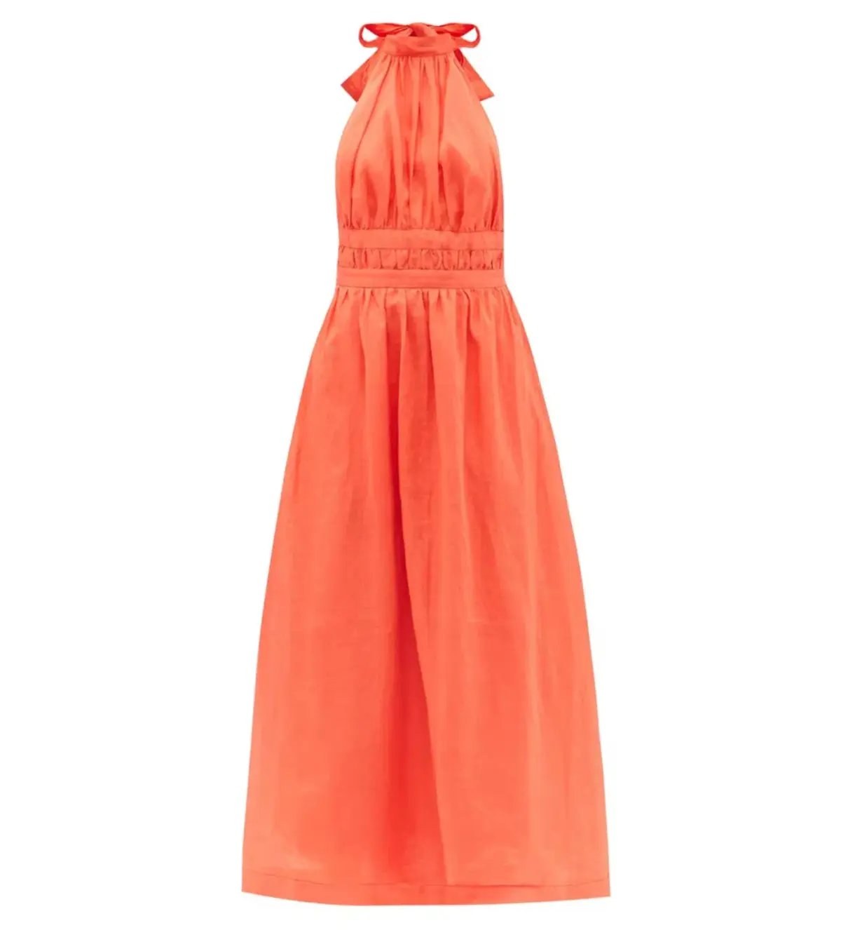 Zimmermann Shelly Halterneck Midi Dress Papaya Orange Size AU 6 photo 4