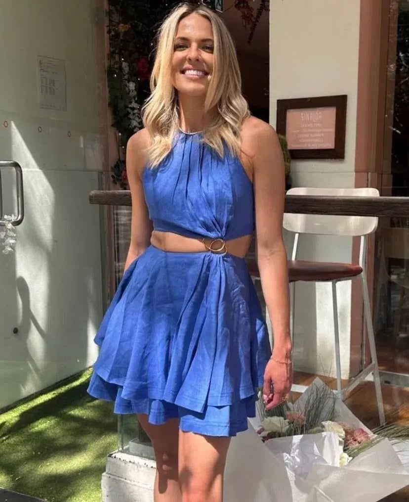 Aje Holt Cut Out Ring Mini Dress Marine Blue Size 10 photo 4