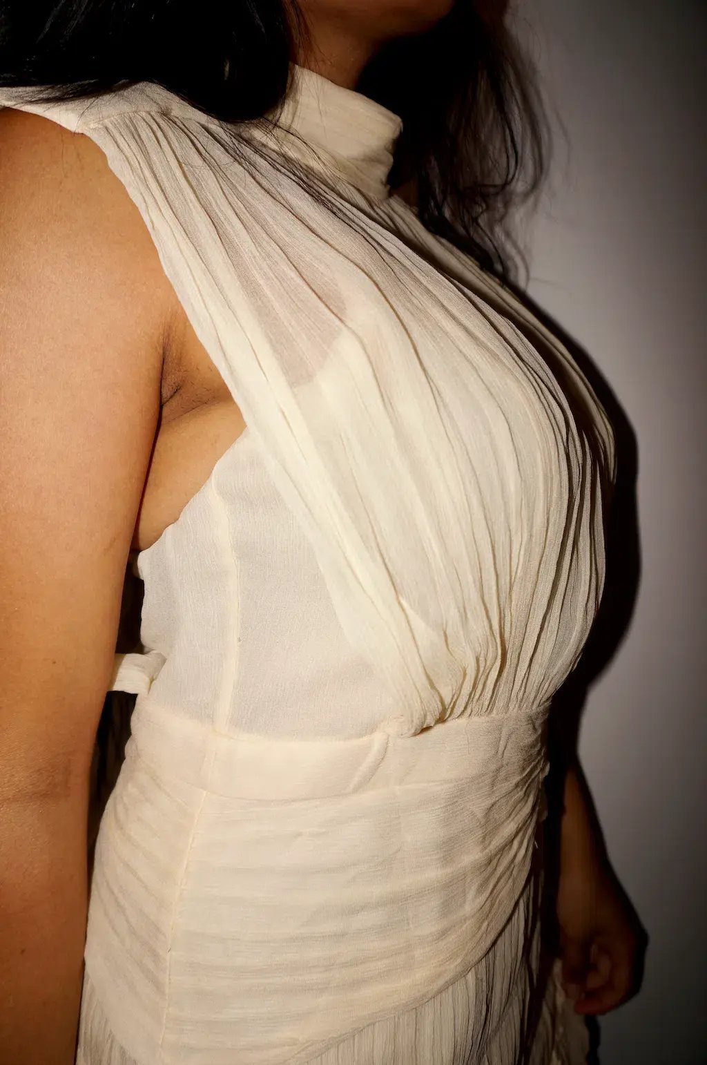 Shona Joy Victoria Sleeveless Ruched Mini Dress Cream Size 8 photo 4