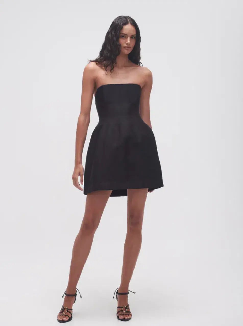 Aje Baret Strapless Mini Dress Black Size 8 photo 2