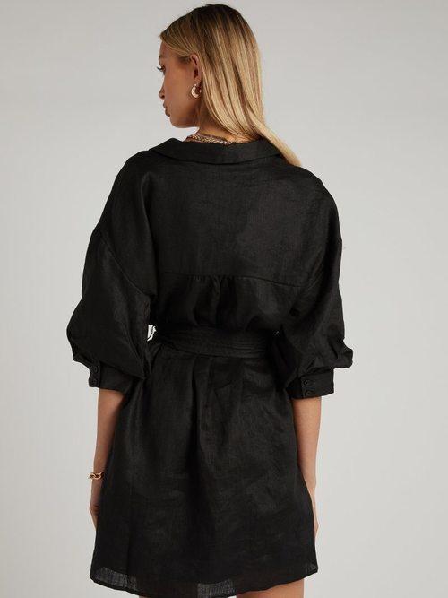 Dissh Libby Linen Mini Dress Black Size 6 photo 2