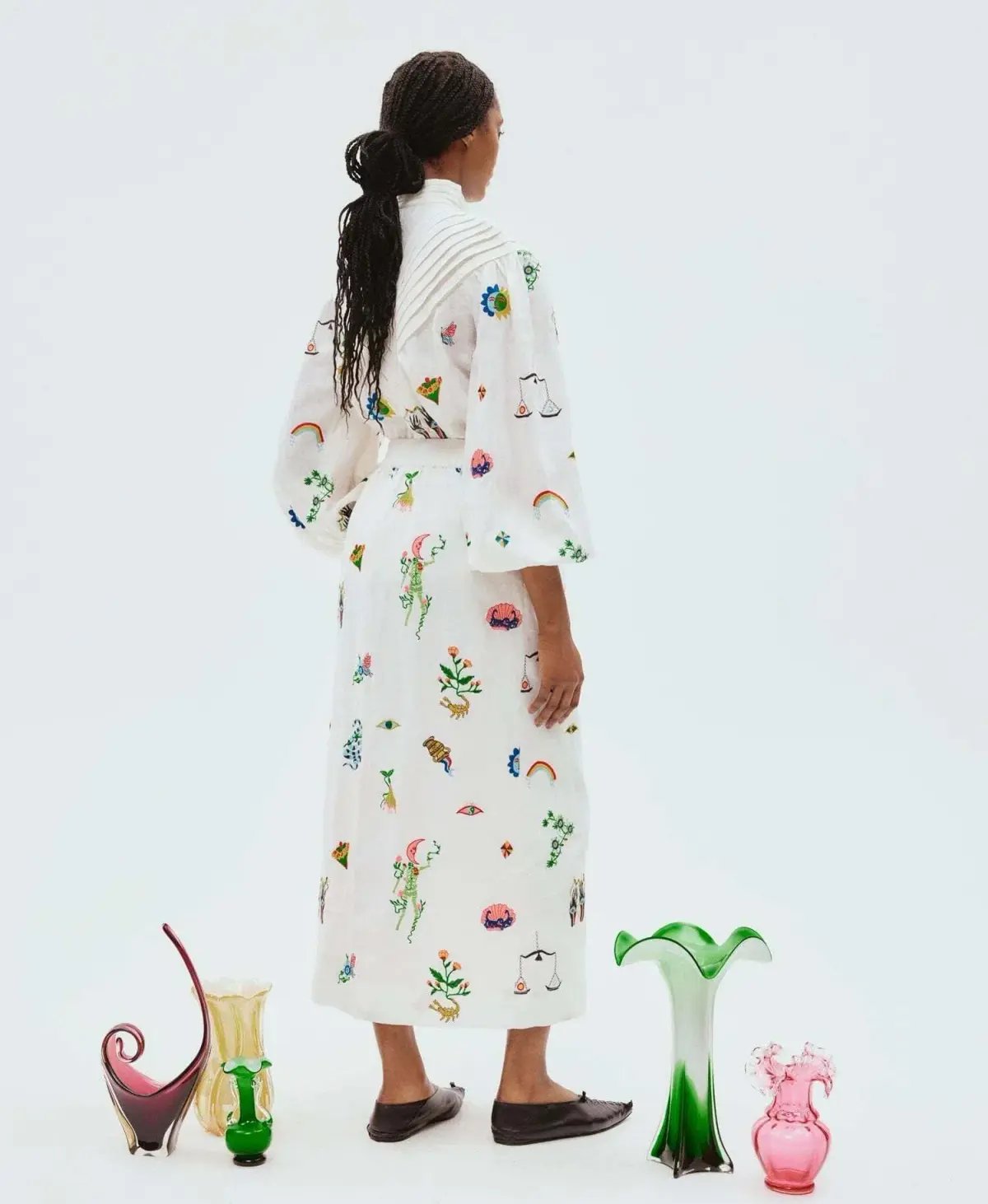 Alemais Atticus Embroidered Shirt and Skirt Set Cream Multi Size 12 photo 3