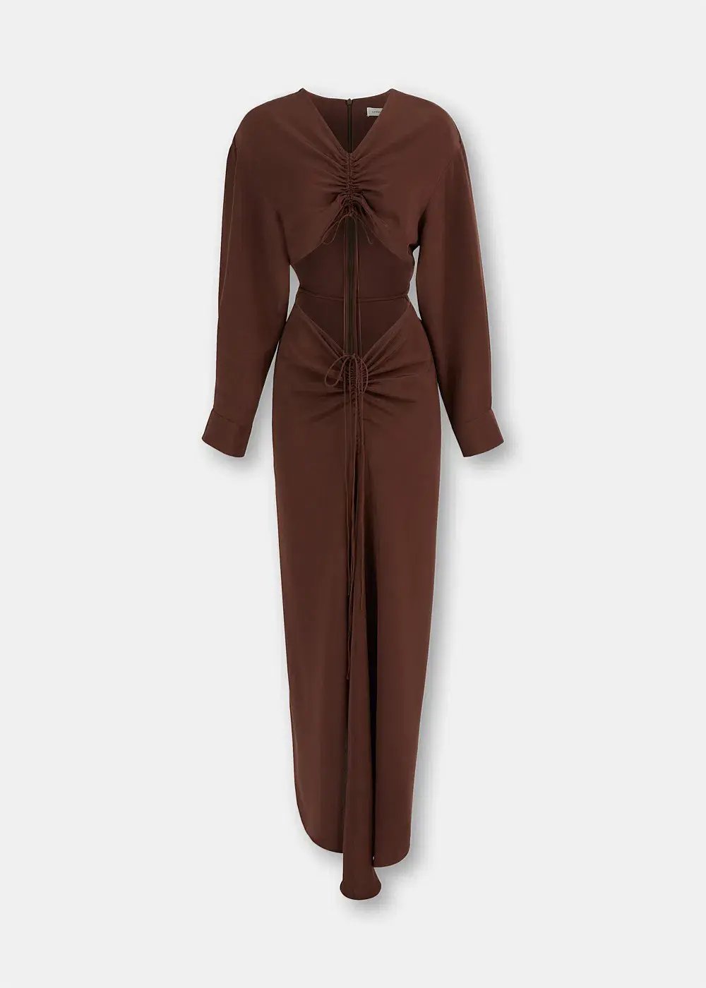 Christopher Esber The Ruched Disconnect Shirt Dress Brown Size 12 photo 5