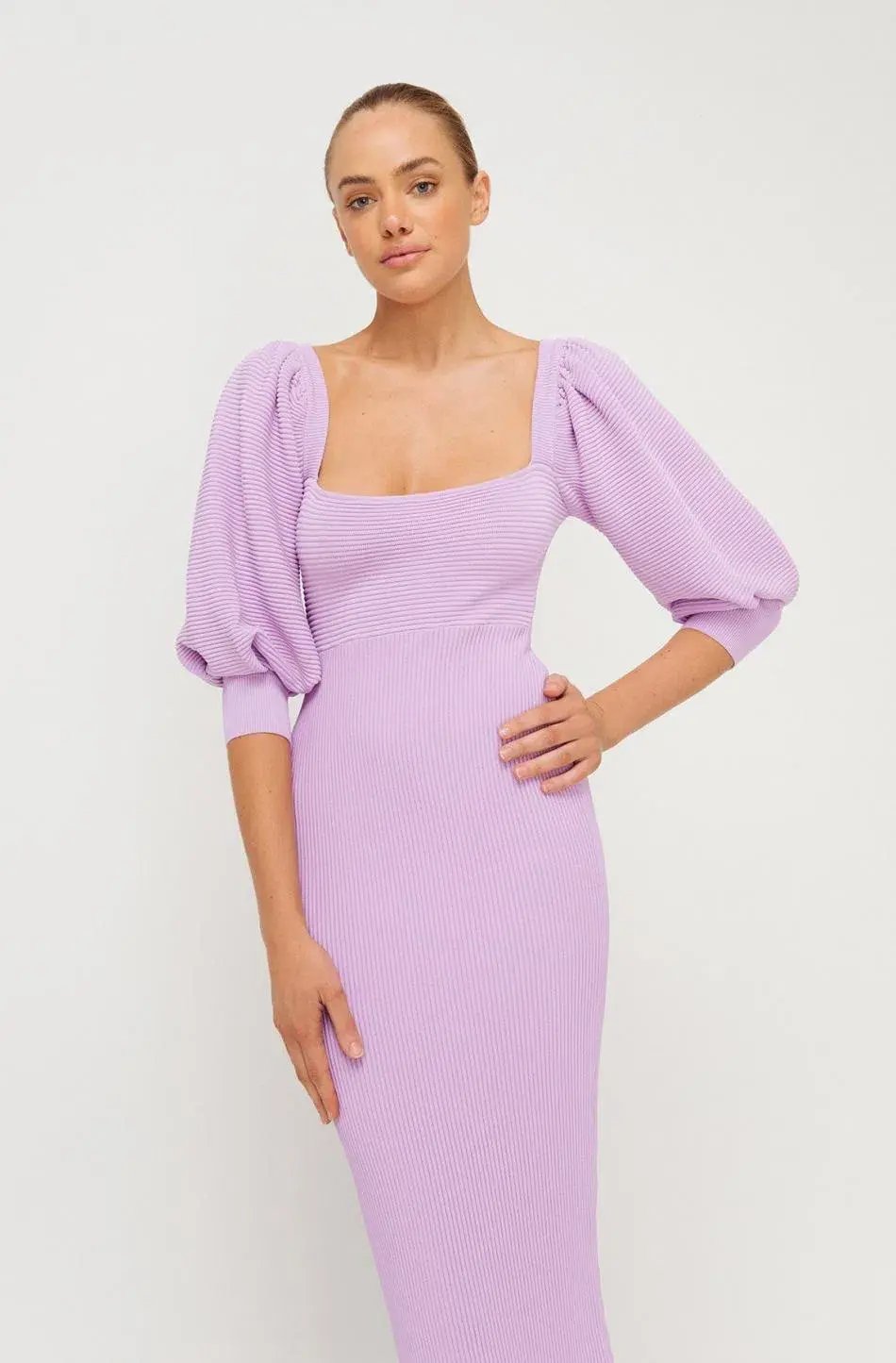 Sheike Bonnie Knit Midi Dress Lilac Purple Size 6 photo 7