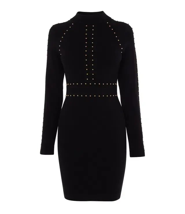 Karen Millen Embellished Bodycon Knit Dress Black Size AU 14 photo 2