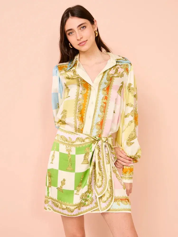 Alemais Checkmate Silk Mini Dress Multi Size AU 10 photo 4
