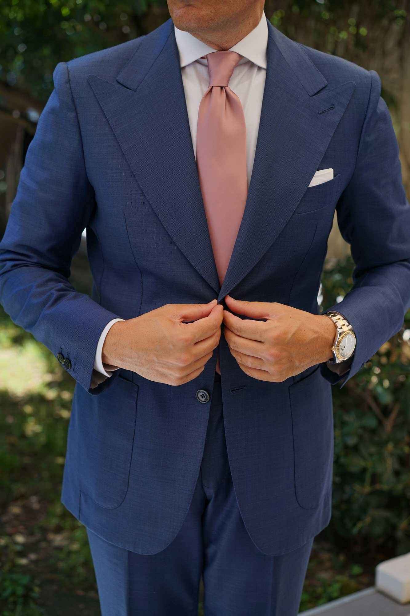 Otaa Rose Gold Satin Necktie photo 3