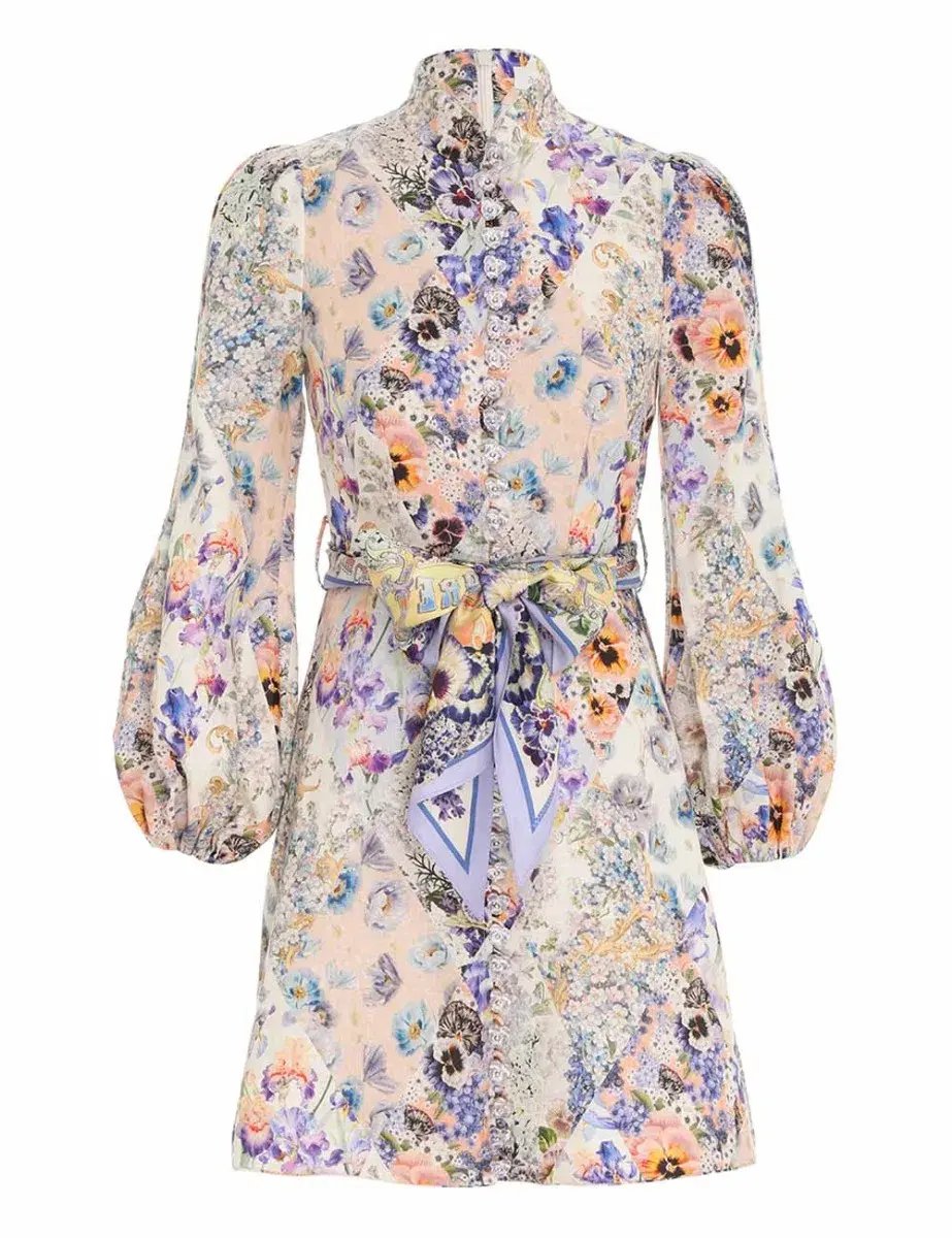 Zimmermann Tama Belted Mini Dress Floral Size 2 / AU 12 photo 4
