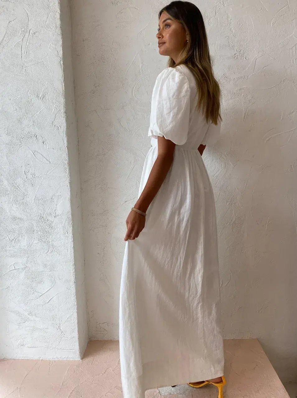 By Nicola Dahlia Ring Detail Maxi Dress in White Size 8 photo 5