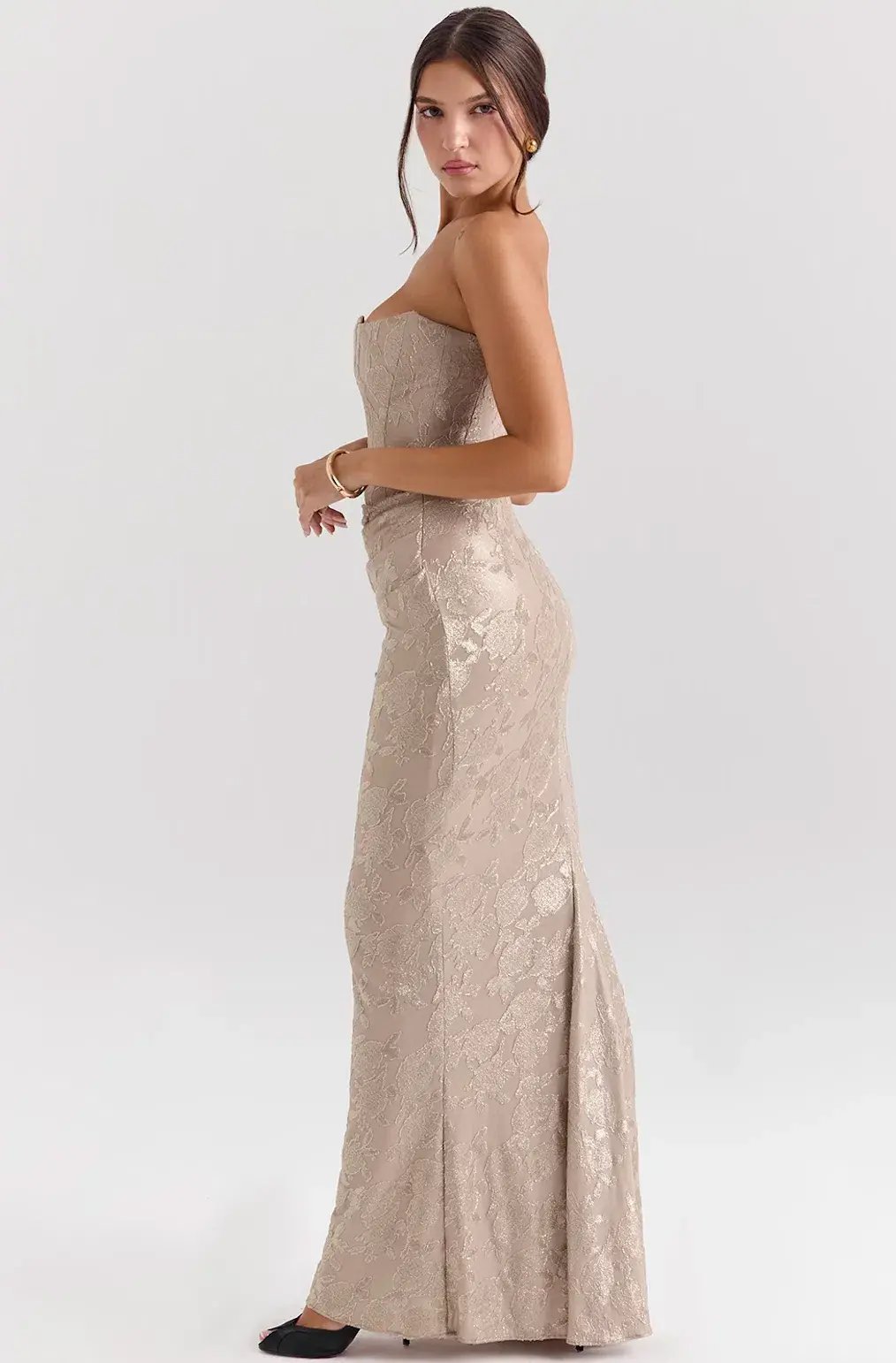 House of CB Persephone Gold Strapless Corset Maxi Dress Size M / AU 10 photo 3
