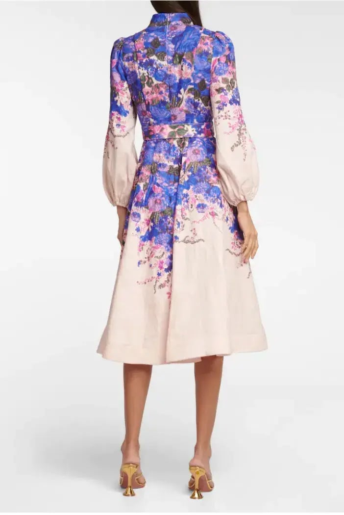 Zimmermann High Tide Buttoned Midi Dress Purple Ikat Floral Size 8 photo 3
