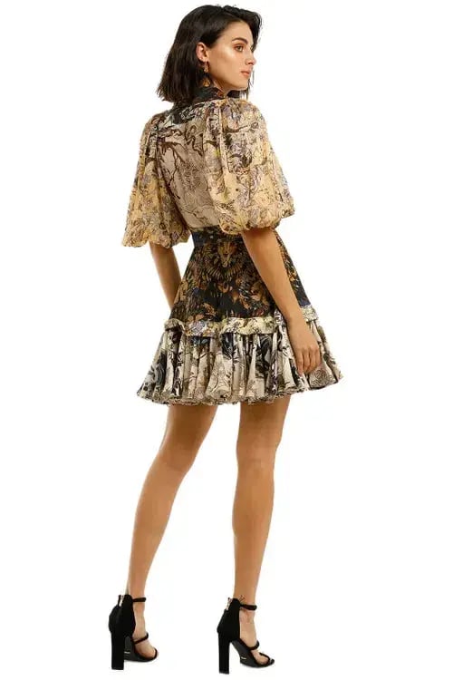 Leo Lin The World Silk Linen Dress Brown Size AU 6 photo 3