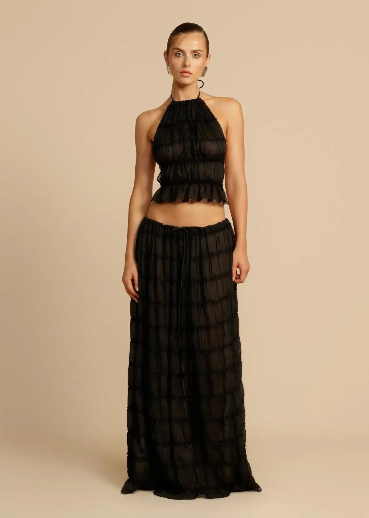 Arcina Ori Juliette Halter Top & Maxi Skirt Set in Black Size S (6-10 AU) photo 9
