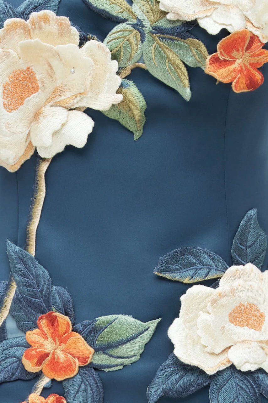 LEO LIN RAYNA APPLIQUÉ FLORAL BUSTIER MAXI DRESS - PEAR BLOSSOM photo 7