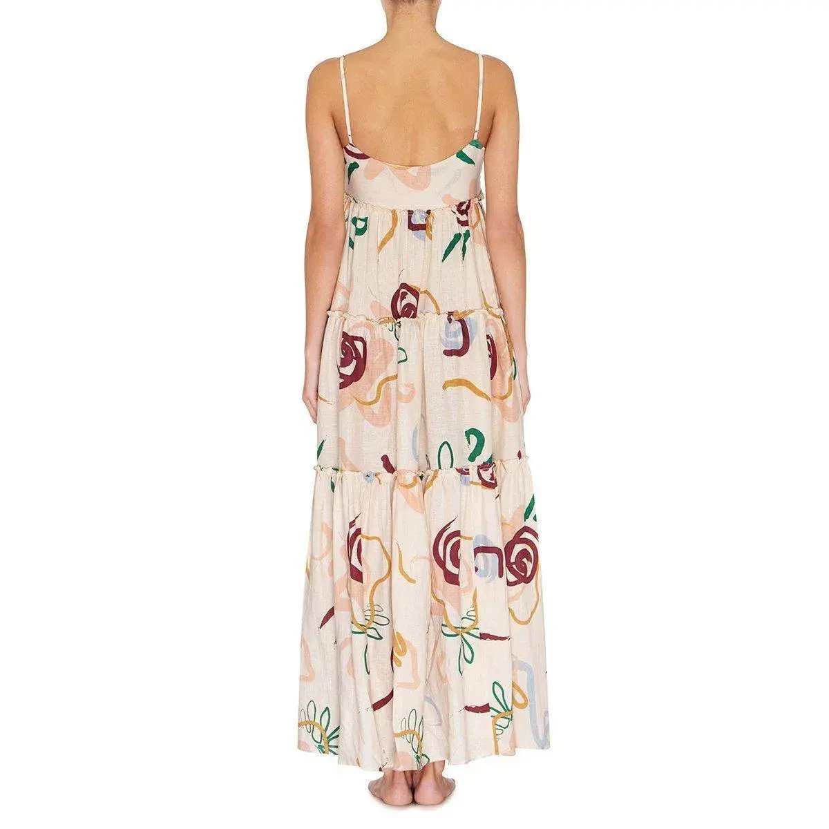 Skye and Staghorn Lottie Tiered Maxi Dress Print Size 8 photo 3