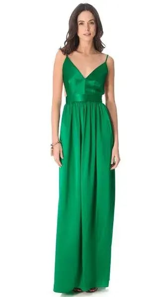 One by Contrarian Babbs Bib Maxi Dress Green Size 6 photo 3