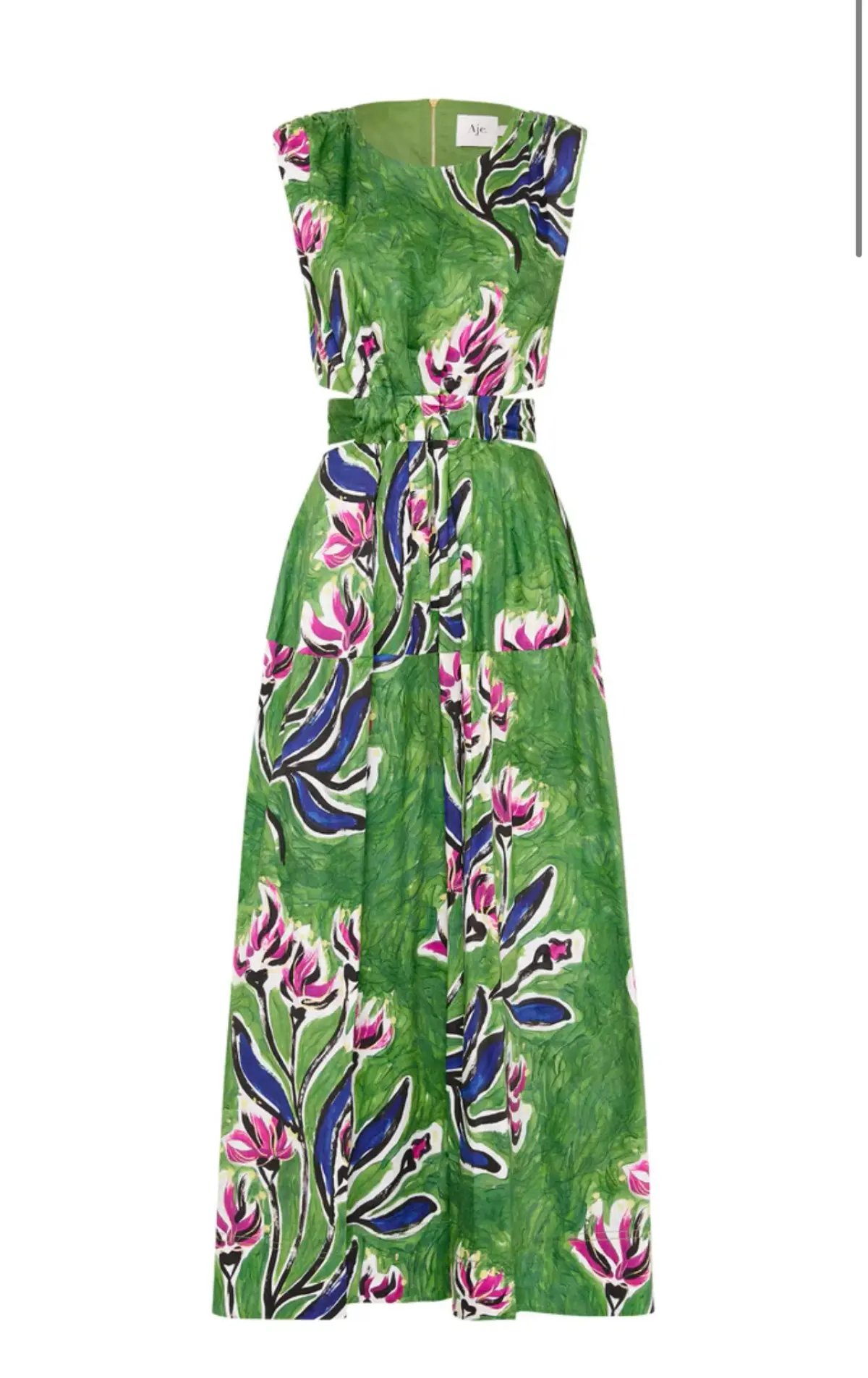 Aje Zorina Tie Midi Dress Native Gumnut Floral Size 8 photo 6