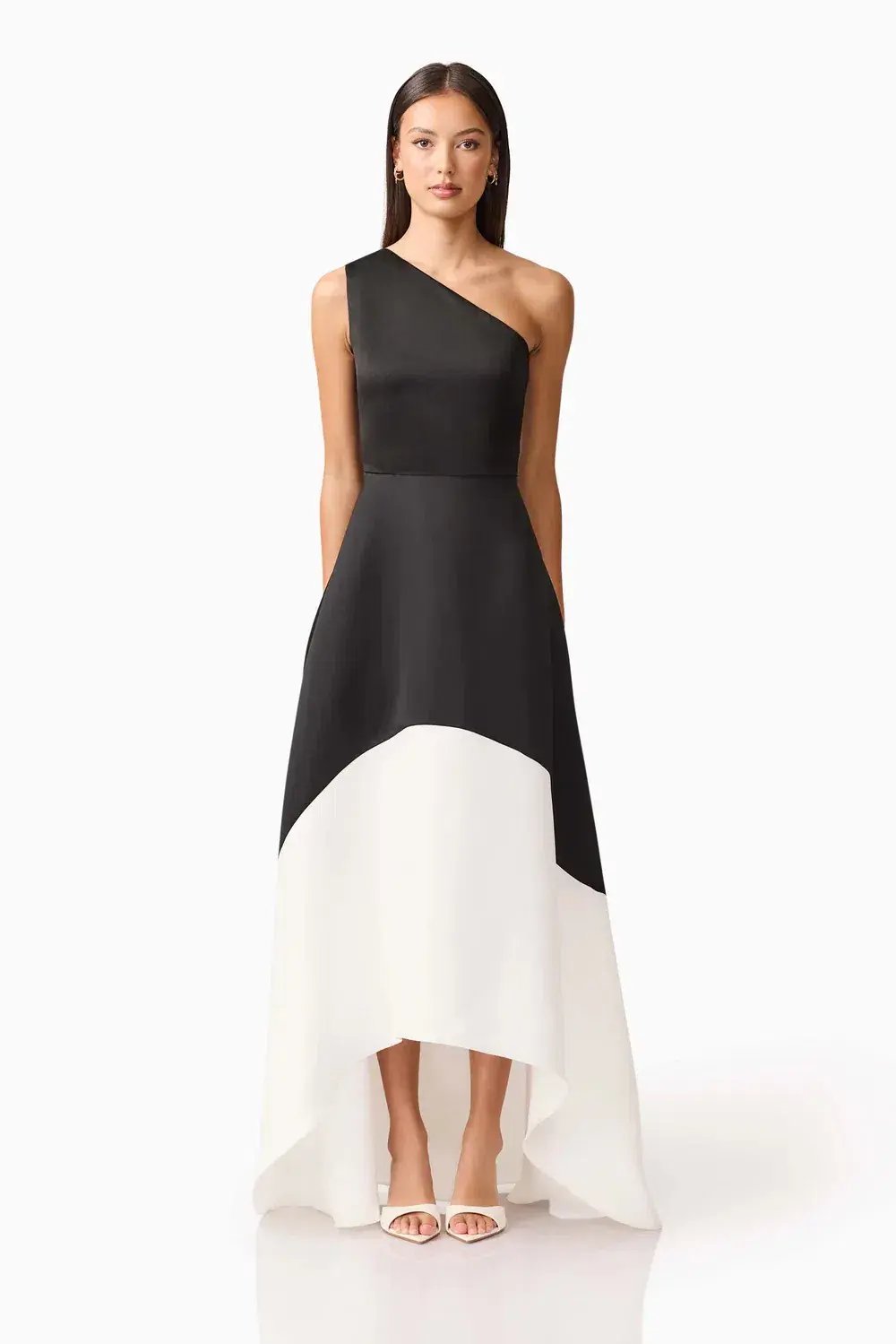 Elliat - Sorrel One Shoulder Gown in Black & White - Size 16 photo 5