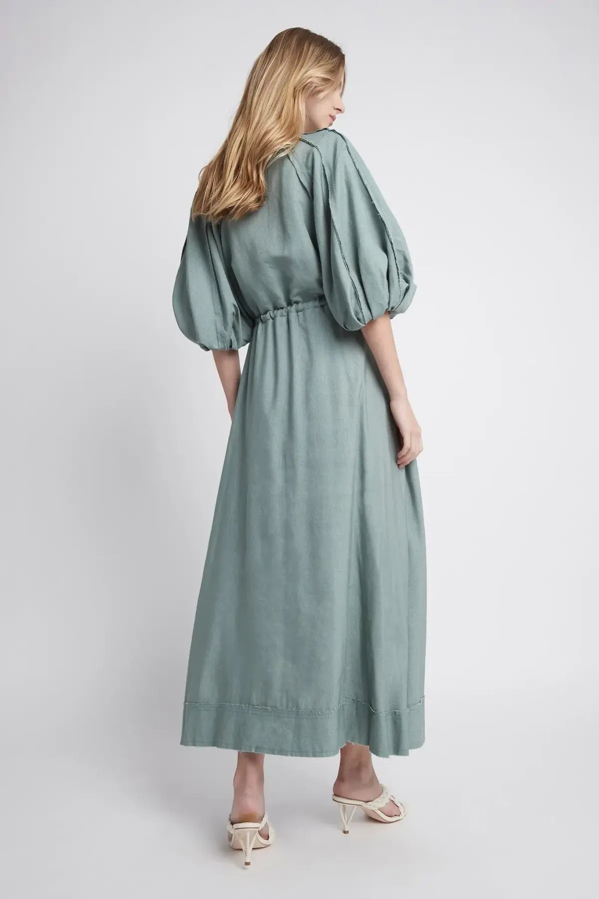 AJE Bonjour Belted Shirt Dress Palm Green Size 8 photo 4