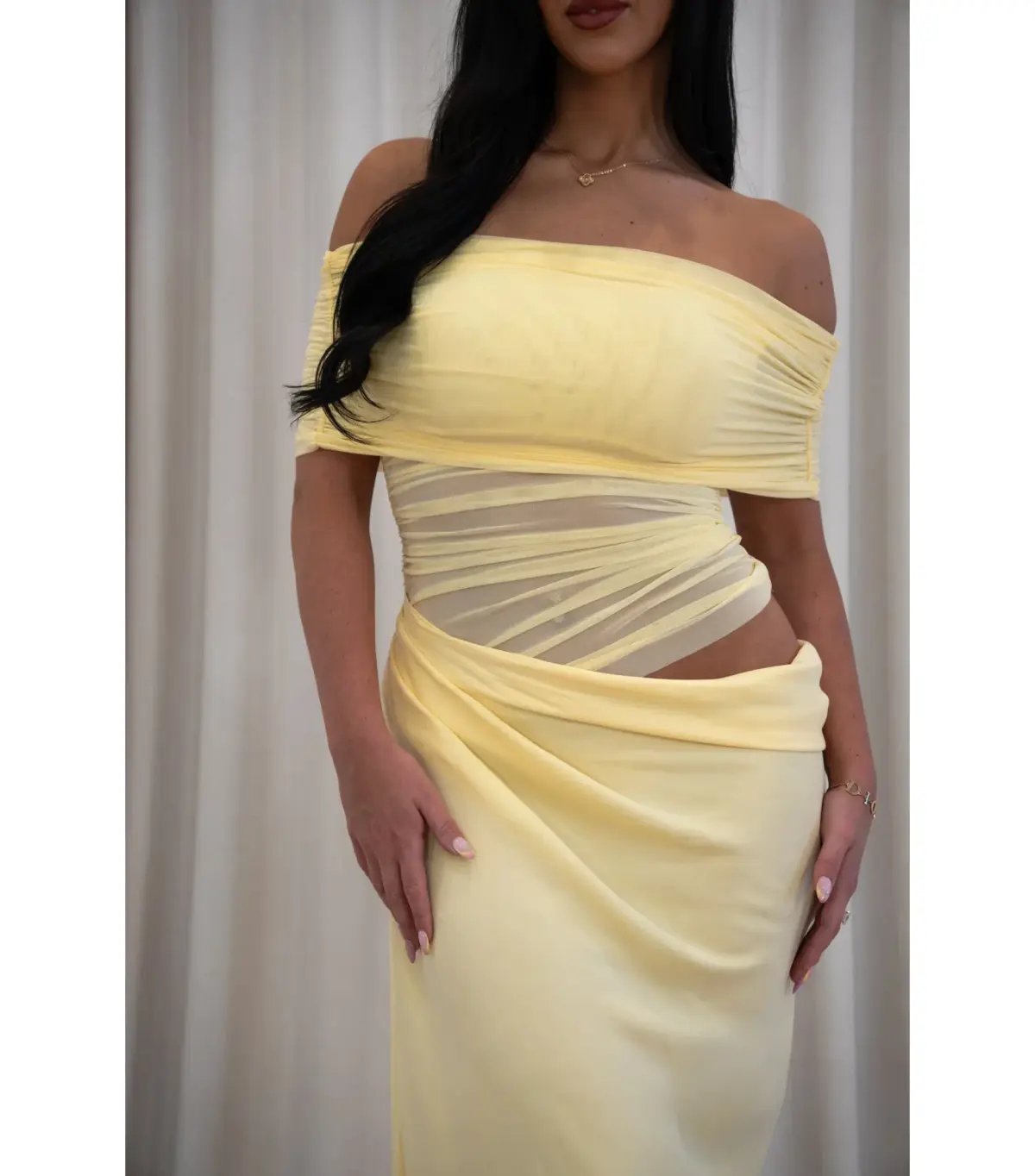 Benni Nico Off Shoulder Maxi Dress in Butter Size M / AU 10 photo 2