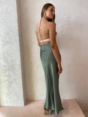 Bec & Bridge Carrie Halter Maxi Dress in Multi Green Size AU 6 photo 2