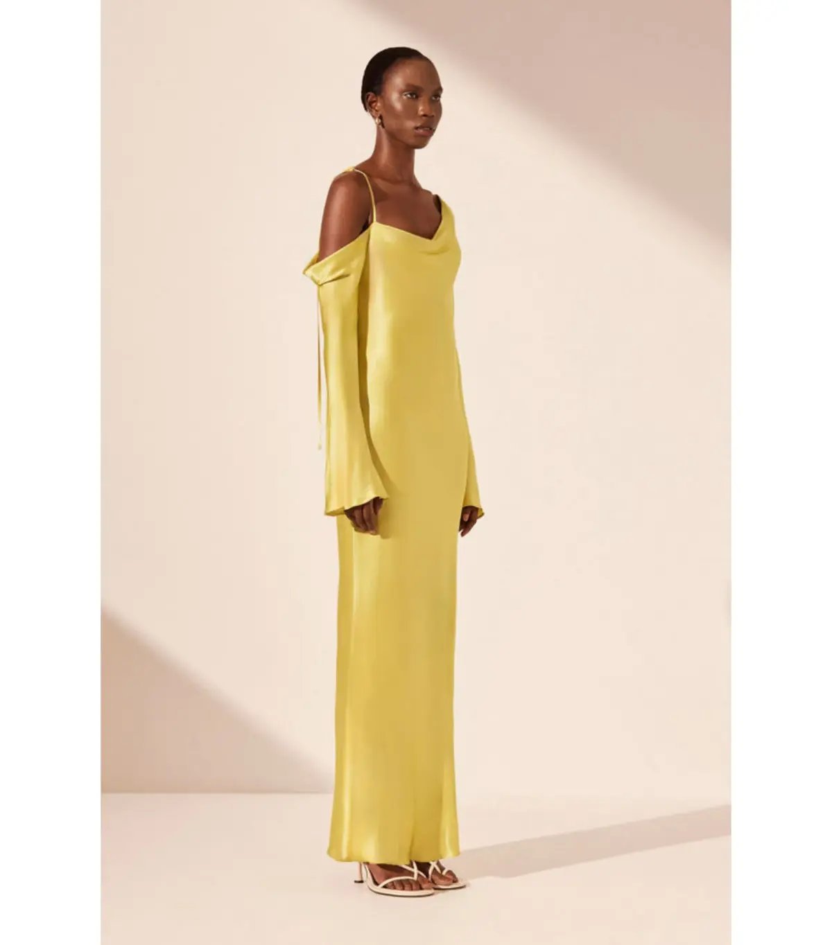 Shona Joy Sofia Asymmetrical Long Sleeve Maxi Dress Lime Size AU 8 photo 2