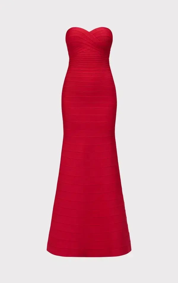 Herve Leger  The Sara Maxi Gown Lisptick Red Size S / Size AU 8 photo 6