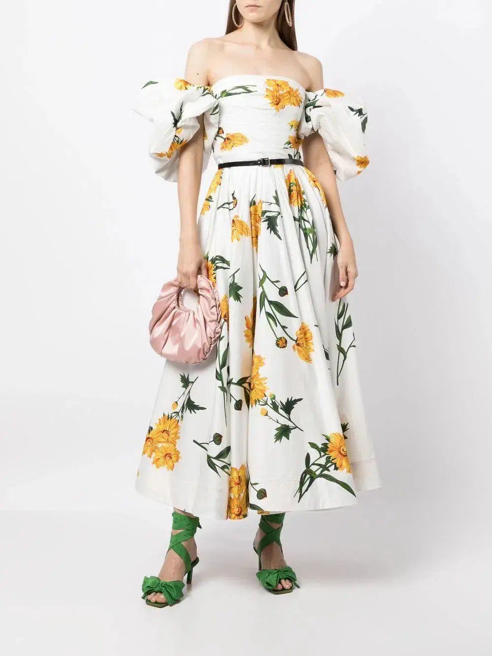 Leo Lin Marguerite Blanche Puff Dress Blanche Print Size 6 photo 2