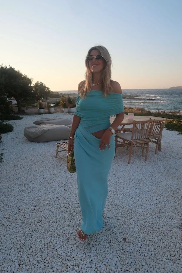 BENNI NICO OFF SHOULDER MAXI DRESS - AQUAMARINE photo 3