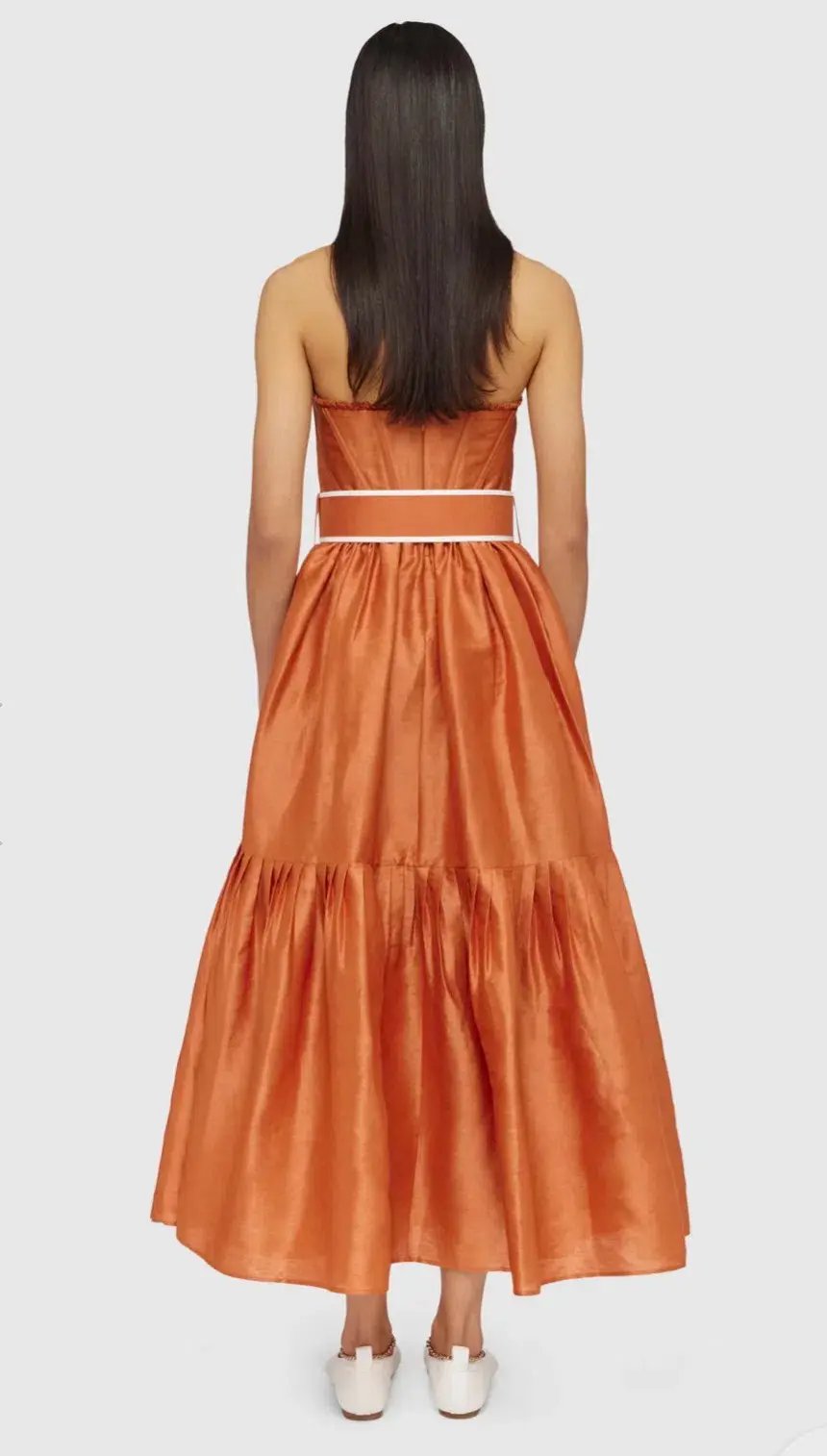 Leo Lin Suffolk Bustier in Cinnamon Orange in Size 10 photo 4