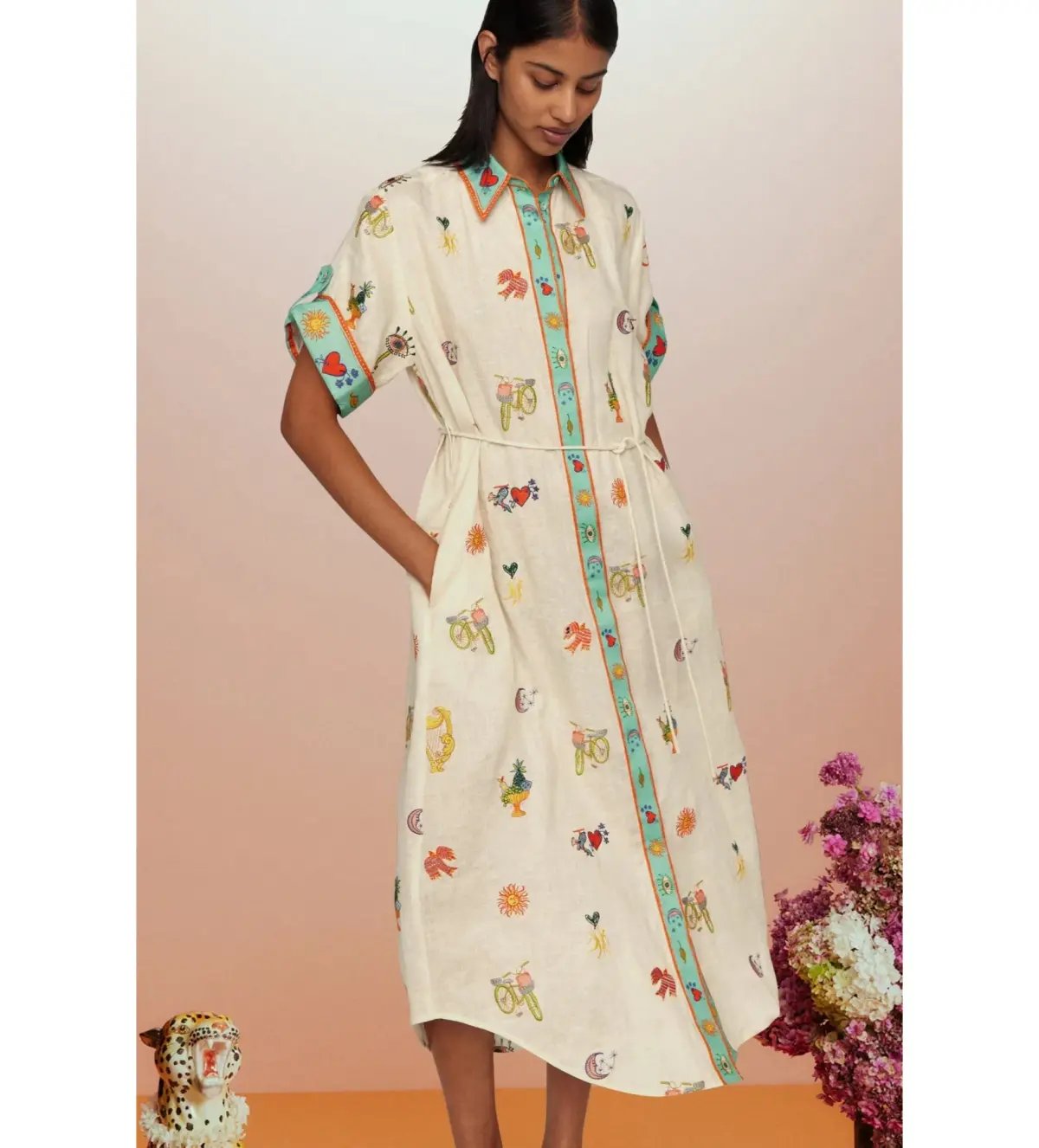Alémais Holiday Go-to Embroidered Shirtdress Print Size AU 16 photo 3
