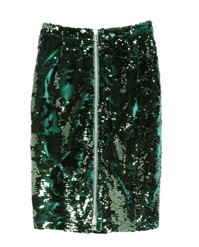 Suboo Suncoo Paris Green Sequin Skirt Size 8 photo 2