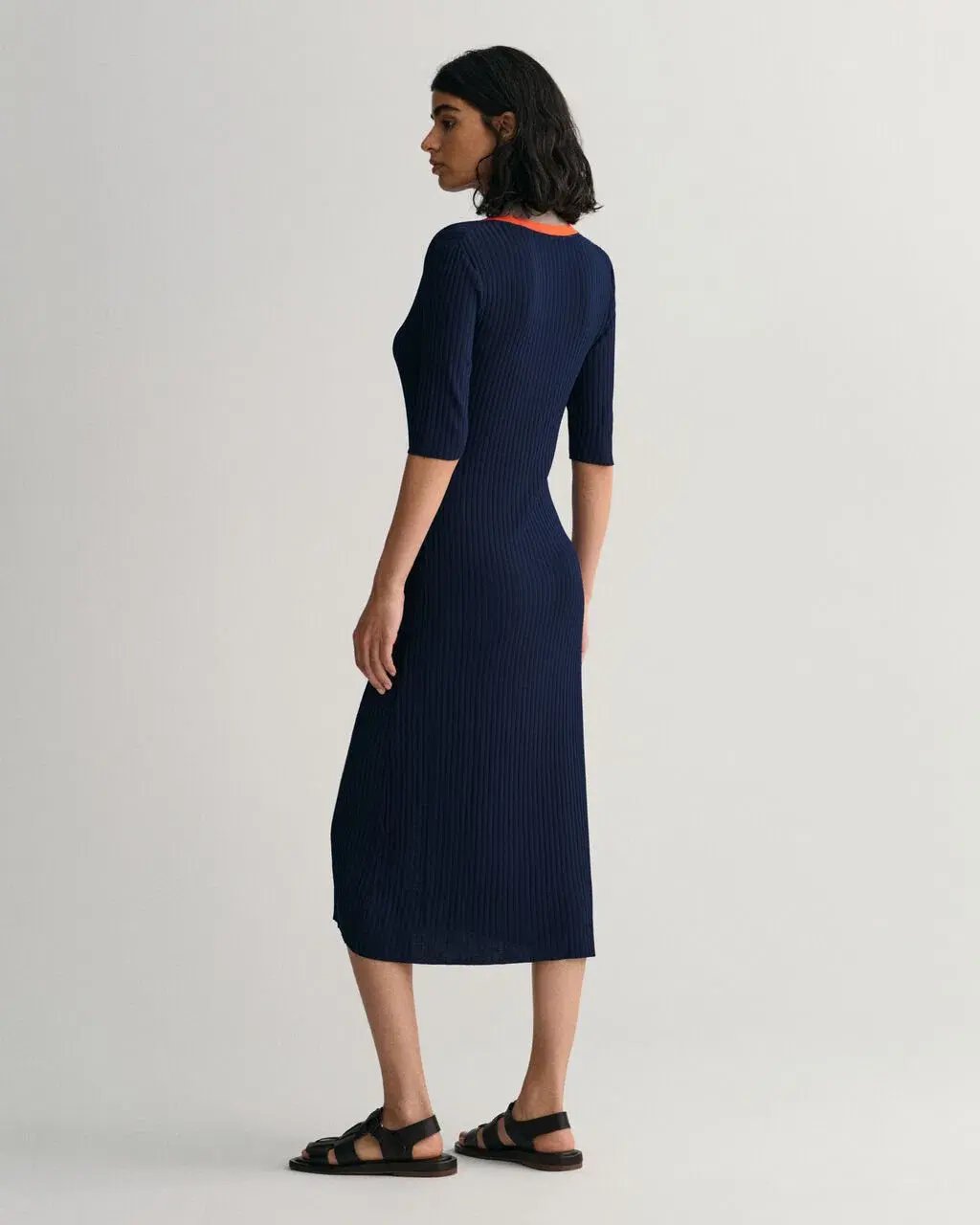 Gant Ribbed V-Neck Dress Blue Size M/10 photo 2