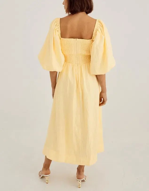 Sovere Relish Midi Dress Yellow Size AU 6 photo 3