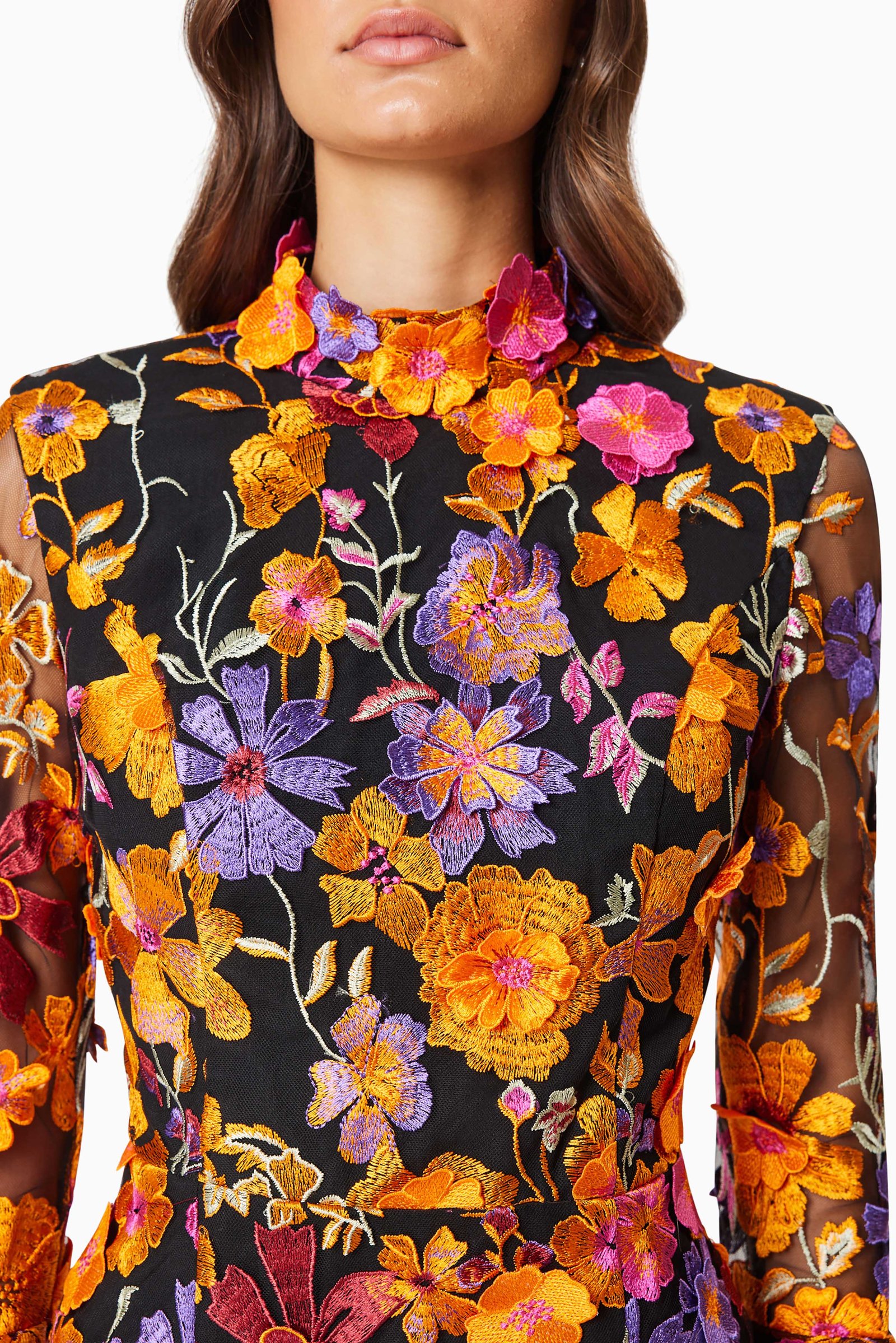ELLIATT ALESSANDRA LONG SLEEVE MINI DRESS - ORANGE MULTI photo 6