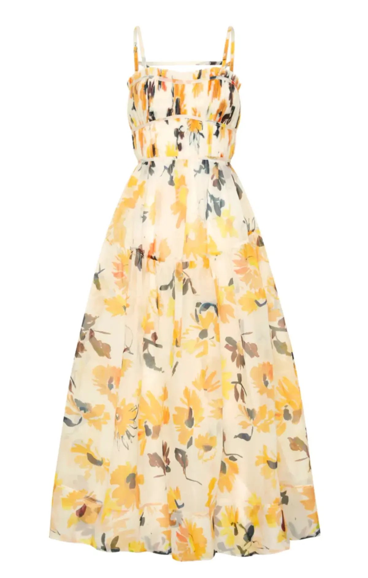 Aje Botanica Cross Back Midi Dress Pressed Sunflowers Size 10 photo 3