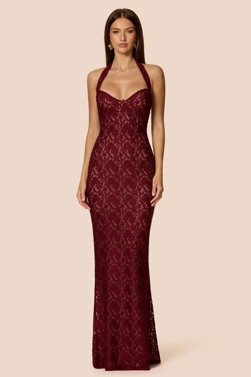 Nookie Mystique Halter Gown Dress - Wine photo 4