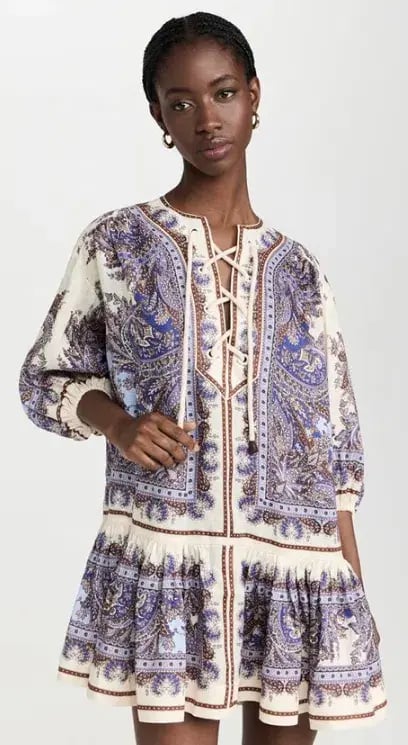 Zimmermann Ottie Eyelet Paisley Linen Mini Dress Size AU 8 photo 2