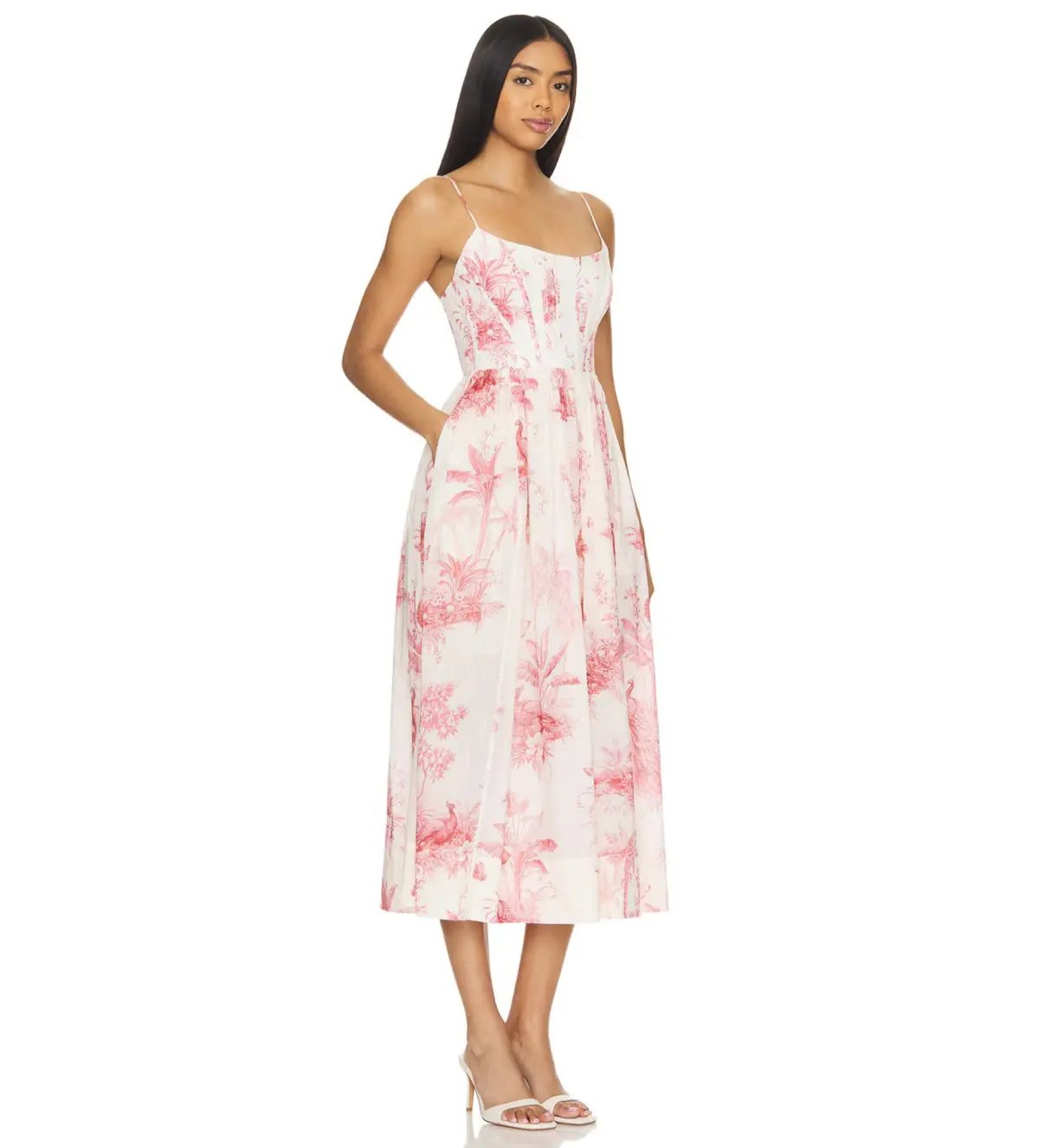 Zimmermann Waverly Corset Midi Dress Pink Palm Size 3 AU 14 photo 3
